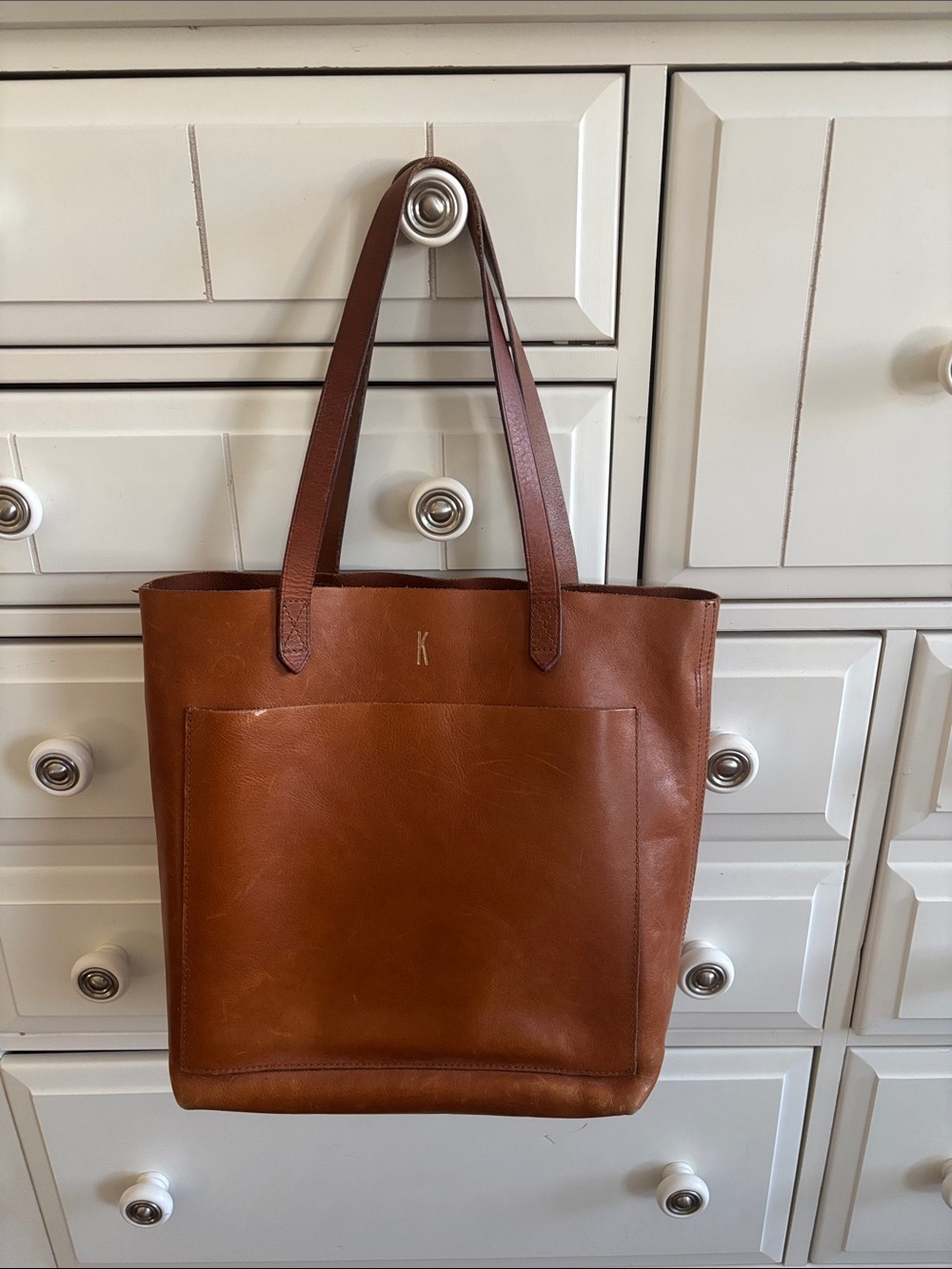 Madewell Classic Brown Leather Tote Bag - Everyday Shoulder Tote
